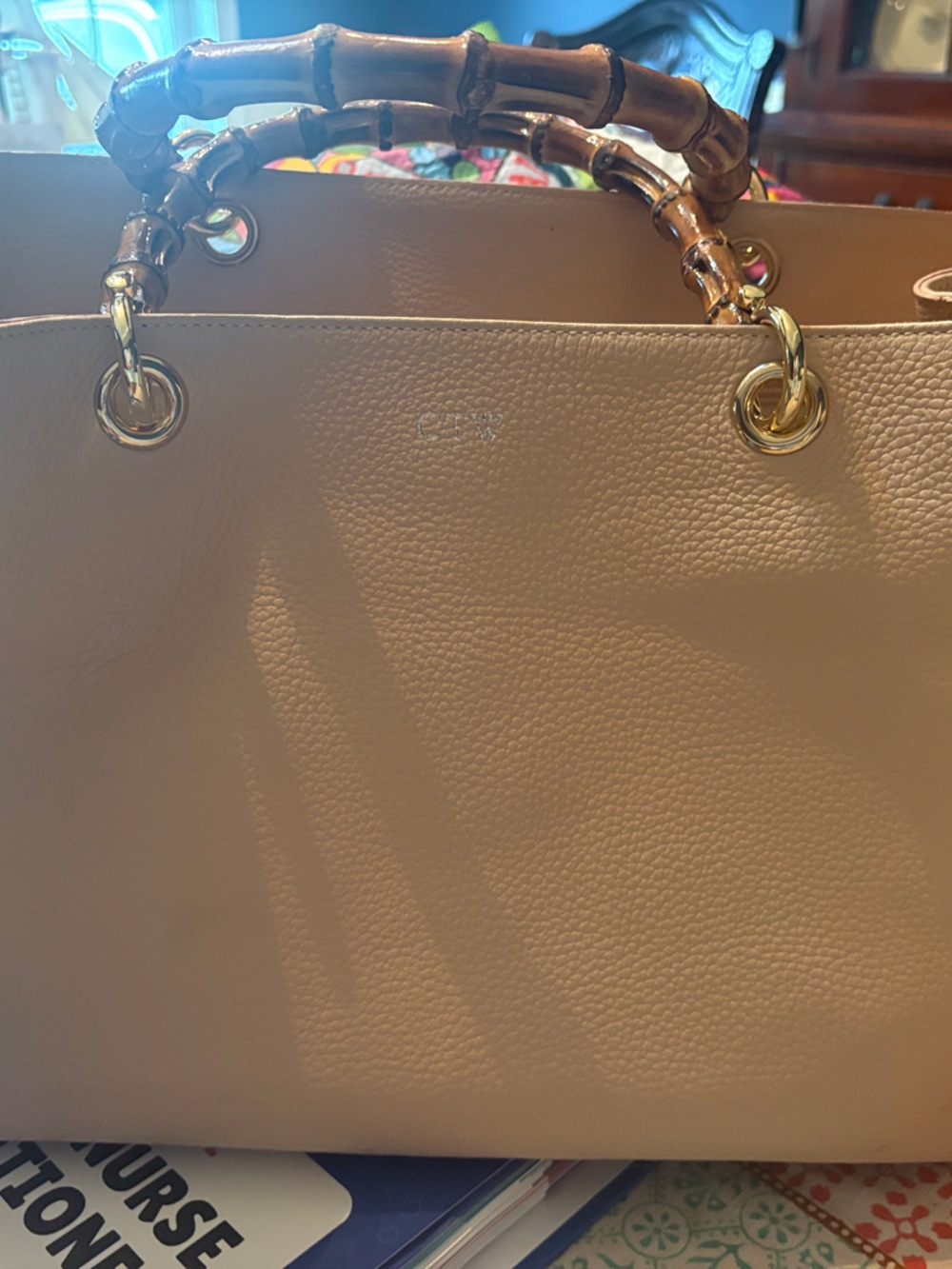 Mark & Graham Bamboo Elisabetta Slouch Taupe Handbag